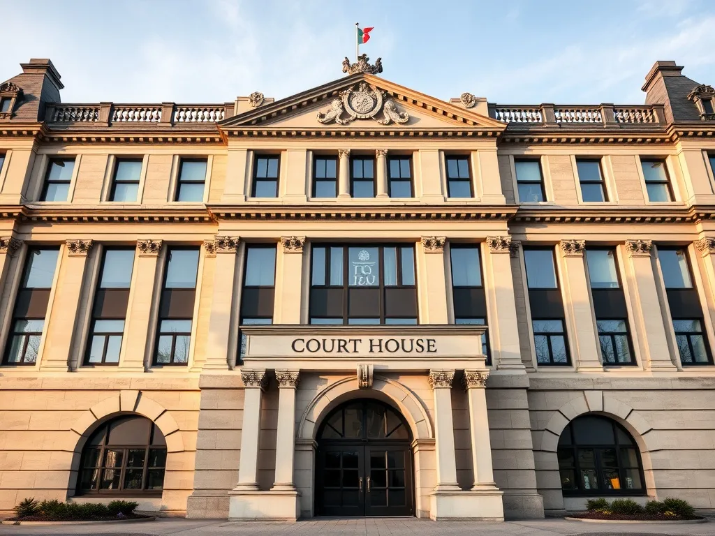 A professional photo of a courthouse building in Ottawa duri